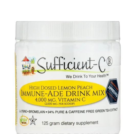 Sufficient-C High Dose Lemon Peach Immune-Ade Drink Mix - 125 Grams