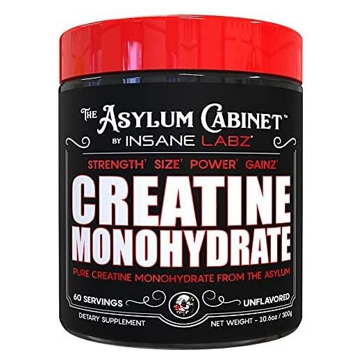 Insane Labz Insane Creatine Monohydrate Powder, Unflavored, Pre Workout, Post Workout, Strength Size Power, 60 Srvgs