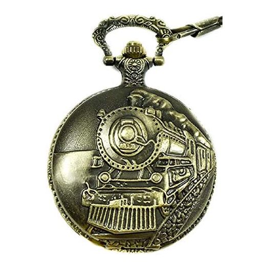 North American Railroad Grade Approved, Railway Regulation Standard, Historical Train Pocket Watch with 2 Chains"150th Aniversary USA" Japanese Movement"Steam Engine #"1" (of 5 Watch Collection)