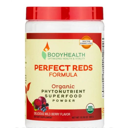 Body Health Organic Perfect Reds Formula, Delicious Wild Berry Flavor - 10.58 oz (300 Grams)
