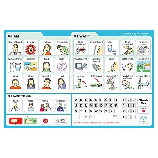 Vidatak EZ Board for Patient Communication Board, Picture Symbol Board