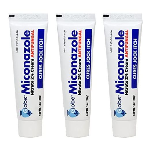 Globe Miconazole Nitrate 2% Antifungal Cream, Cures Most Athletes Foot, Jock Itch, Ringworm. 1 OZ Tube (3 Pack)