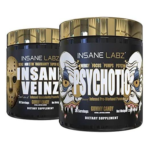 Insane Labz Psychotic Gold and Insane Veinz Gold Pre Workout Stack