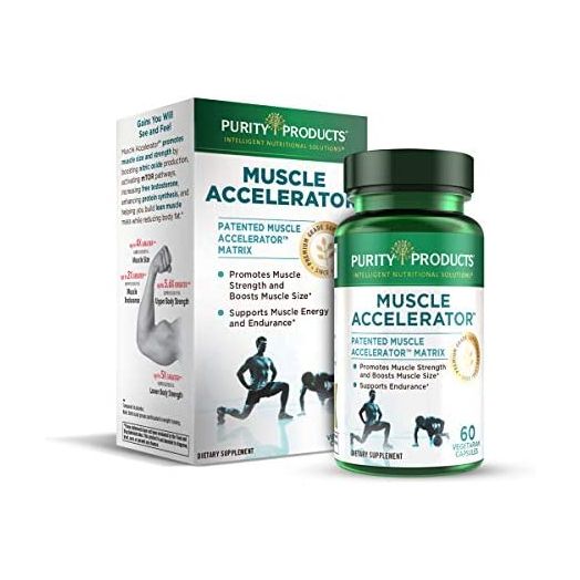 Muscle Accelerator by Purity Products - 650 mg Patented & Clinically Tested Muscle Accelerator Blend of Ayurvedic Herbal Extracts Promotes Strength, Endurance + Muscle Growth - 60 Veg Caps