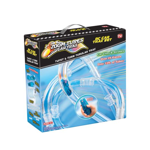 ZOOM TUBES CAR TRAX, 25-Pc RC Car Trax Set with 1 Blue Racer and Over 12ft of Tubes (As Seen on TV)