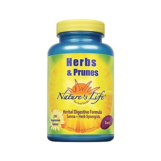 Natures Life Herbs & Prunes | 400mg Senna & Herbal Blend for Healthy Digestion Support | Non-GMO | 250 Tabs, 250 Serv.