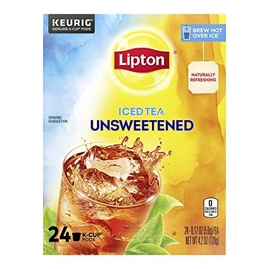 Lipton Iced Tea K-Cup Pods, Unsweetened Black Tea, 24 Pods