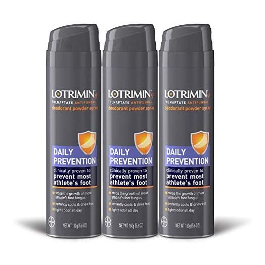 Lotrimin AF Athlete's Foot Daily Prevention Deodorant Powder Spray, Tolnaftate Antifungal, Clinically Proven Antifungal Prevention of Most Athlete's Foot, 5.6 Ounces (160 Grams) Spray Can (Pack of 3)