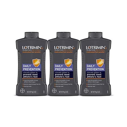 Lotrimin AF Athlete's Foot Daily Prevention Medicated Foot Powder, Tolnaftate Antifungal, Clinically Proven Prevention of Most Athlete's Foot, 3 Ounce (90 Grams) Bottle (Pack of 3)