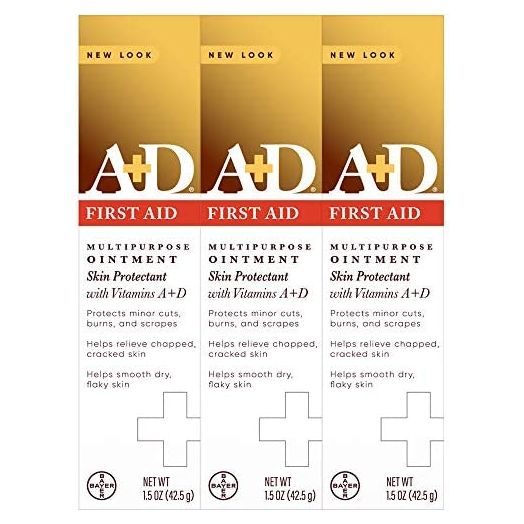 A+D First Aid Ointment, Multipurpose Dry Skin Moisturizer and Skin Protectant, 1.5 Oz (Pack of 3)