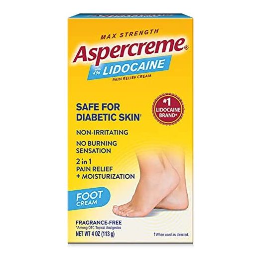 Aspercreme Odor Free Max Strength Lidocaine Foot Pain Relief Creme, 4 Ounce
