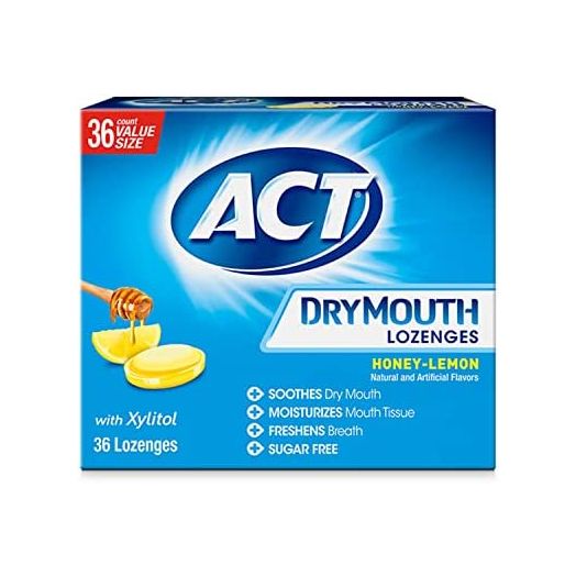 ACT Dry Mouth Lozenges with Xylitol, Sugar Free Honey-Lemon, 36 Lozenges