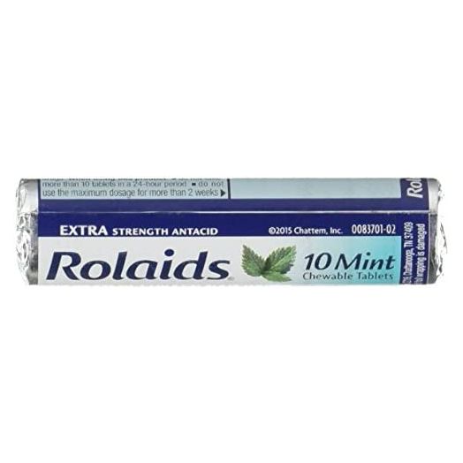 Extra Strength Rolaids Antacid Chewable Tablets, 10 Count (Pack of 12)