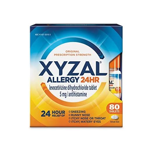 Xyzal Allergy Pills, 24-Hour Allergy Relief, 80-Count, Original Prescription Strength
