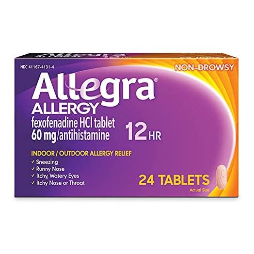 Allegra Adult Non-Drowsy Antihistamine Tablets for 12-Hour Allergy Relief, 60 mg 24 Count
