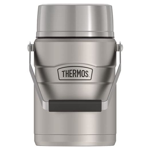 THERMOS Stainless King Vacuum-Insulated Food Jar with 2 Storage Container Inserts, 47 Ounce, Matte Steel