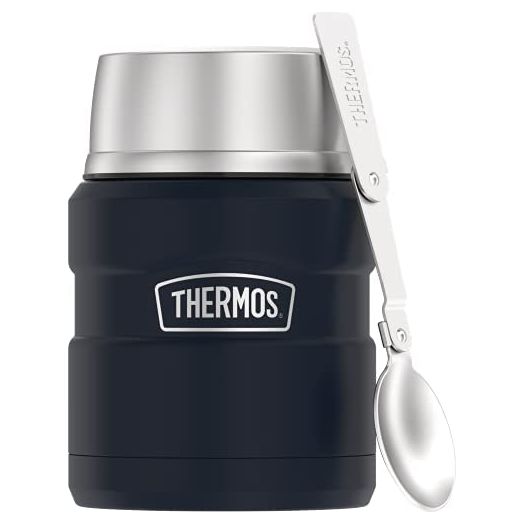 THERMOS Stainless King Vacuum-Insulated Food Jar with Spoon, 16 Ounce, Midnight Blue