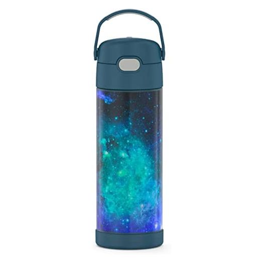 THERMOS FUNTAINER 16 Ounce Stainless Steel Vacuum Insulated Bottle with Wide Spout Lid, Galaxy Teal
