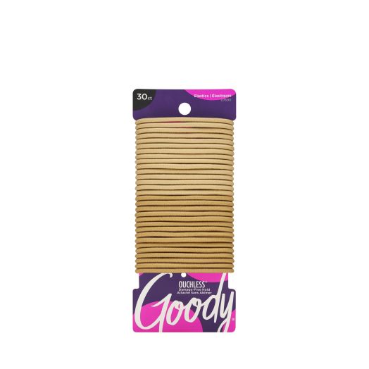 Goody Ouchless Blonde Hair Elastics, No Metal Gentle Hair Ties, 30 Ct