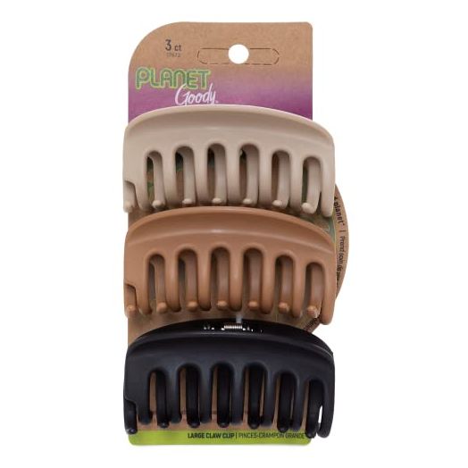 Planet Goody Sustainable Round Claw Clips, 3 Count, Assorted Neutral Colors