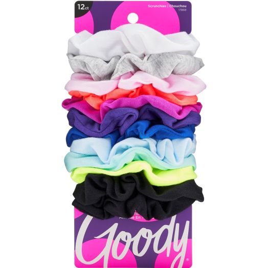 Goody Scrunchie Large Plain Cotton Bright Asst, 12 count