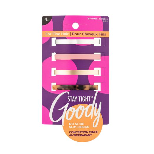 Goody® Stay Tight™ Low Profile Barrettes for fine hair, 4 CT