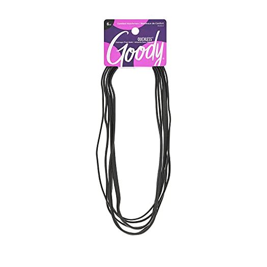Goody Women's Ouchless Thin Hair Flat Narrow Headwrap, Black, 6 Count