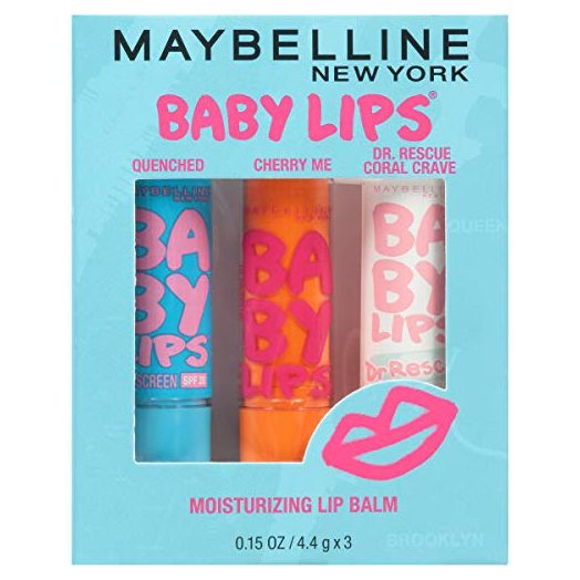 Maybelline New York Baby Lips Moisturizing Lip Balm 3-pack, Lip Care Essentials, 3 Shades,MULTI-SHADE,0.15 Ounce (Pack of 3)
