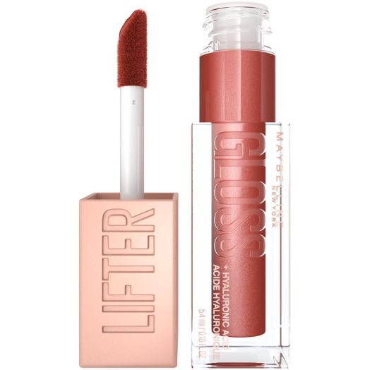Maybelline Lifter Long-Lasting High Shine Lip Gloss with Hyaluronic Acid, 16 Rust