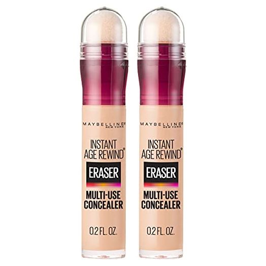 Maybelline Instant Age Rewind Eraser Dark Circles Treatment Multi-Use Concealer, Light, 0.2 Fl Oz, 2 Count