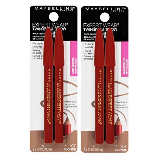 Maybelline New York Expert Wear Twin Brow & Eye Pencils Makeup, Blonde, 2 Count (Pack of 2)