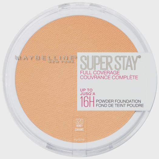 Maybelline Super Stay Full Coverage Powder Foundation Makeup, Matte Finish, Honey, 0.21 oz