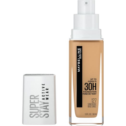 Maybelline Super Stay Longwear Liquid Foundation, Up to 30HR Wear, 127 Sand Beige, 1 fl. oz.