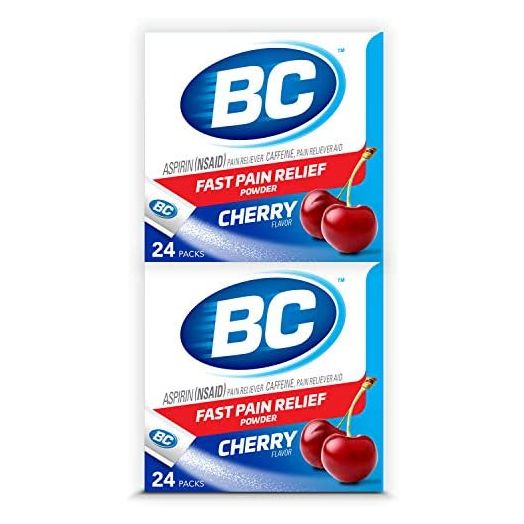 BC Powder | Fast Pain Relief | Aspirin (NSAID) & Caffeine | Cherry | 24 CT | 2 Pack