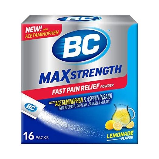 BC Max Strength Fast Pain Relief Powder, Lemonade Flavor, 16 Powder Sticks