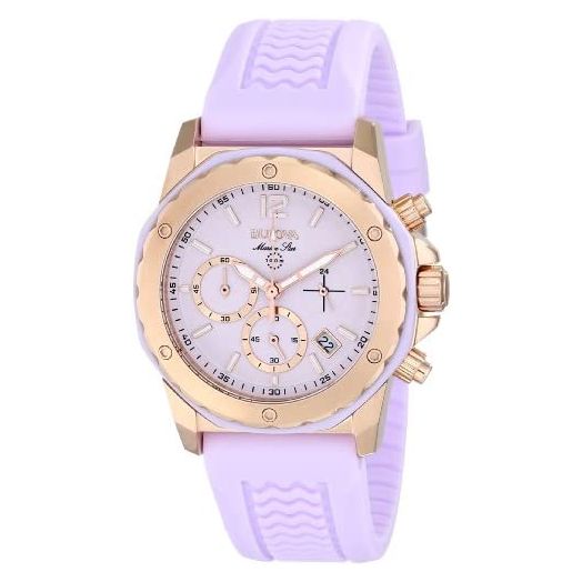 Bulova Women's 98M118 Gold-Tone Stainless Steel Watch with Purple Rubber Band