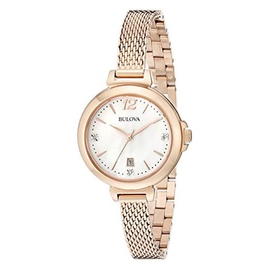 Bulova Women's 97P108 Diamond Gallery Rose Gold-Tone Stainless Steel Watch