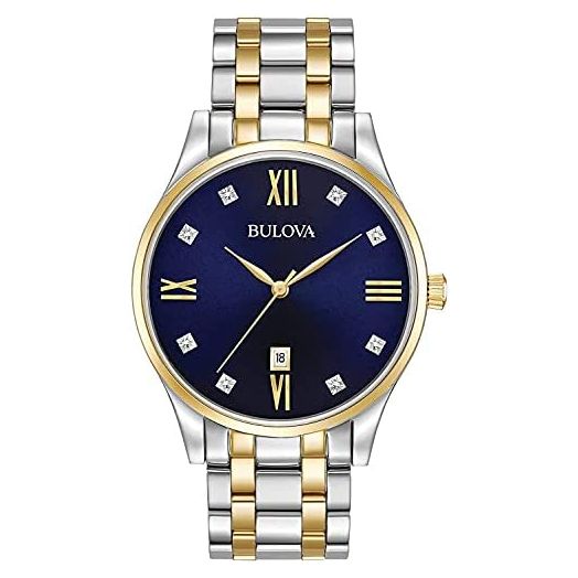 Bulova Men's Classic Stainless Steel Watch with Diamonds and Day Date