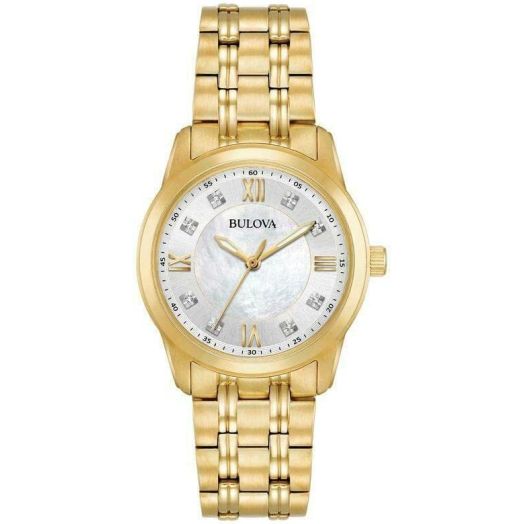Bulova 97P118 Ladies Gold-Tone Diamond Watch