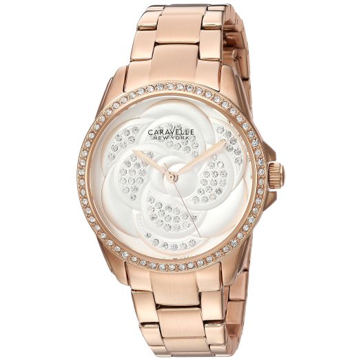 Caravelle by Bulova Women's 44L233 Swarovski Crystal Rose Gold Tone Watch