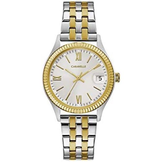 Caravelle Dress Quartz Ladies Watch, Stainless Steel , Two-Tone (Model: 45M112)