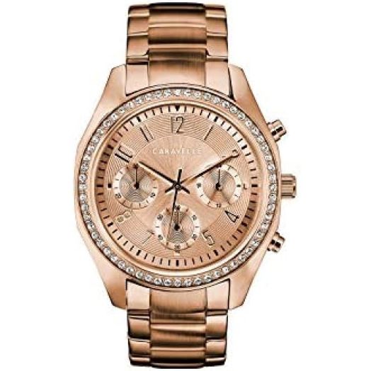 Caravelle Sport Chronograph Ladies Watch, Stainless Steel , Rose Gold-Tone (Model: 44L240)