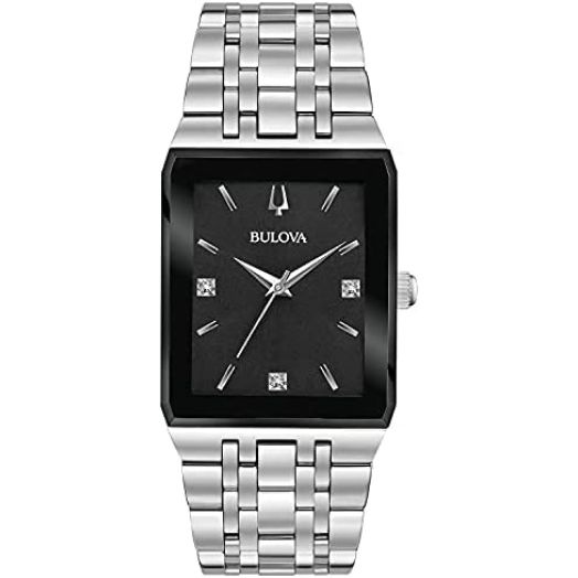 Bulova Mens Modern Quadra Quartz Silver-Tone Stainless Steel Bracelet