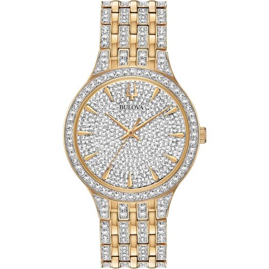 Bulova Crystal Pave 3-Hand Quartz Slim Case Watch