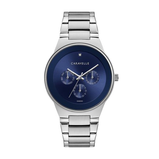 Caravelle by Bulova Men's Modern Multi-Function Stainless Steel Watch, Day/Date, 24 Hour Time, 40mm