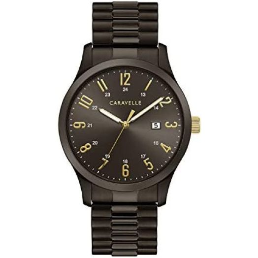 Caravelle Traditional Quartz Mens Watch, Stainless Steel Gray Expansion, Gray (Model: 45B160)