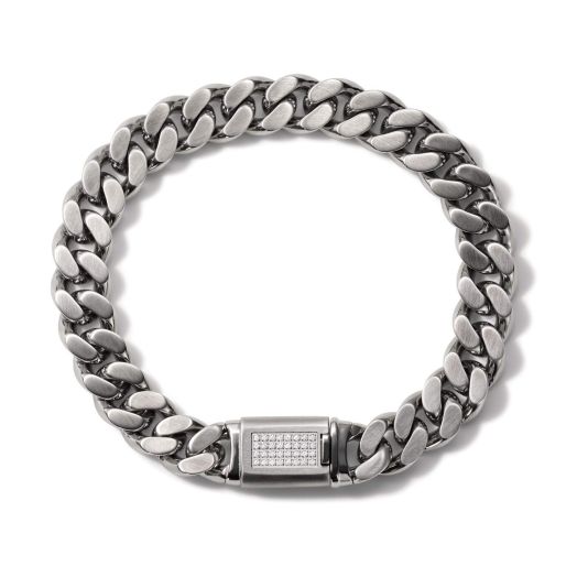 Bulova Men's Classic Stainless Steel Chain Link Bracelet with Diamond Accented Clasp, Size: Large, Style: J96B031L