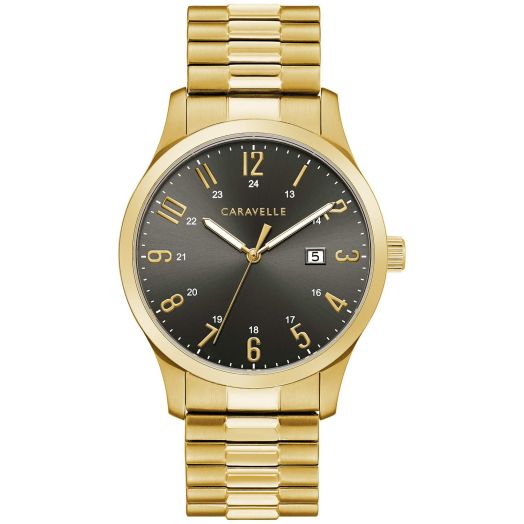 Caravelle by Bulova Men's Traditional 3-Hand Date Quartz Expansion Band Watch, Luminous Hands, Stainless Steel, 40mm