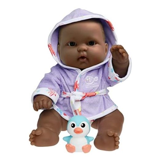 JC Toys Bath Time Gift Set Featuring Adorable African American Lots to Love Babies 14" All Vinyl Washable Dolls Dressed in Hooded Bathrobe and Diaper, Includes Pacifier and Bath Friend