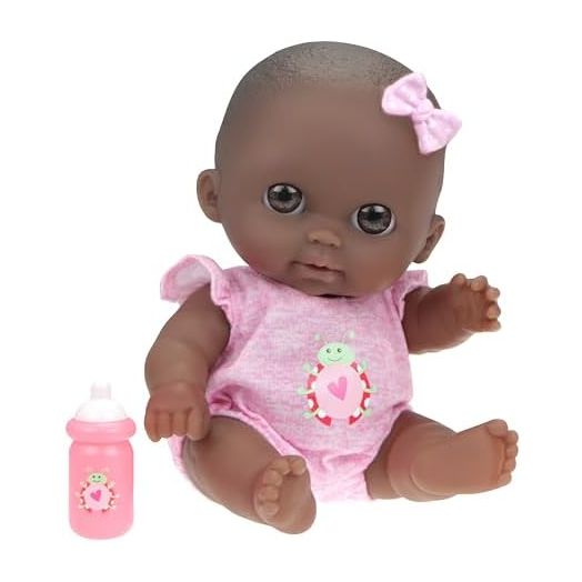 JC Toys Adorable Lil' Cutesies Lila African American All Vinyl Water Friendly Doll, 8.5"
